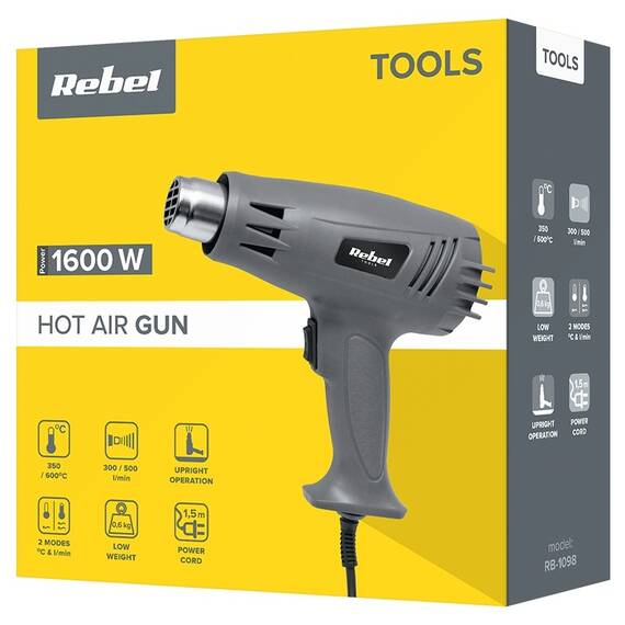 PISTOL CU AER CALD 1600W REBEL - 6- Roveli