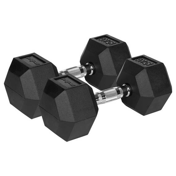 GANTERE DUMBBELL HEX FONTA CAUCIUCATA 2X15KG REBEL ACTI - 2- Roveli