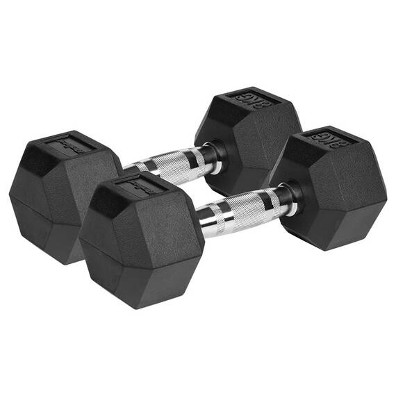 GANTERE DUMBBELL HEX FONTA CAUCIUCATA 2X8KG REBEL ACTIV - 2- Roveli
