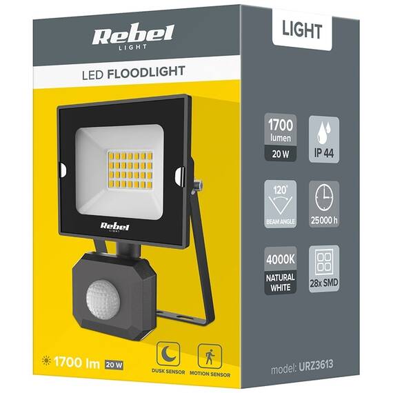 REFLECTOR 20W CU SENZOR DE MISCARE 4000K 230V REBEL - 4- Roveli