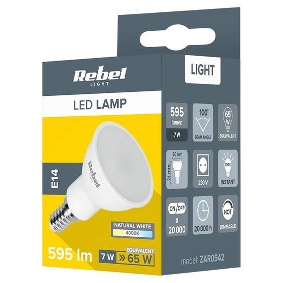 BEC LED 7W E14 4000K 230V REBEL - 3- Roveli