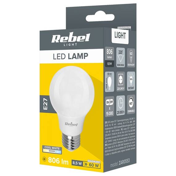 BEC LED A60 E27 8.5W 6500K 230V REBEL - 3- Roveli