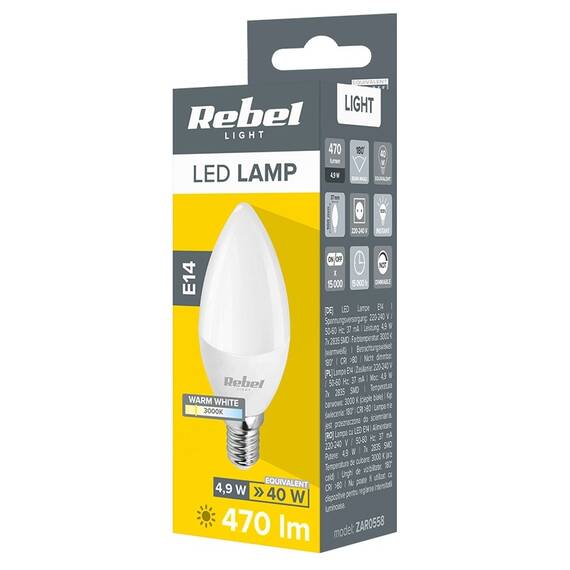 BEC LED E14 5W 230V 3000K REBEL - 3- Roveli