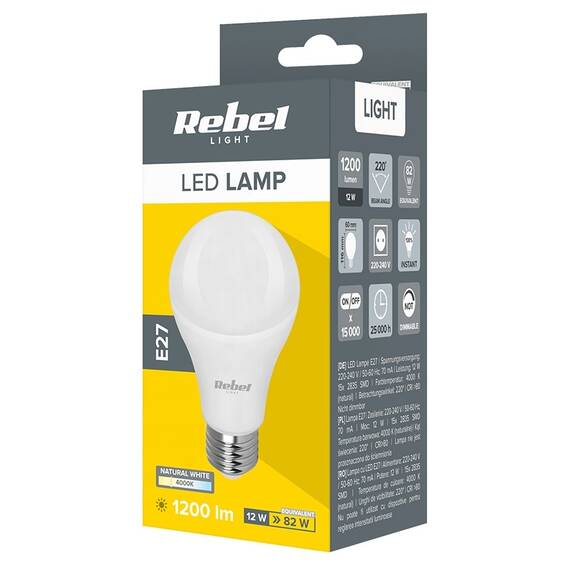 BEC LED E27 A60 12W 230V 4000K REBEL - 3- Roveli