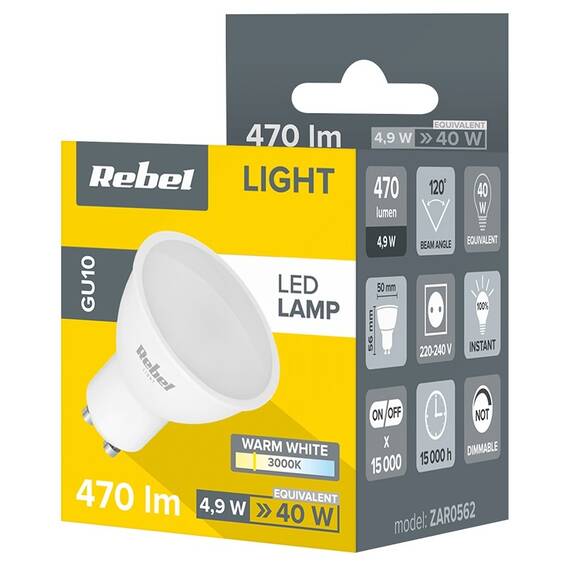 BEC LED GU10 5W 230V 3000K REBEL - 3- Roveli