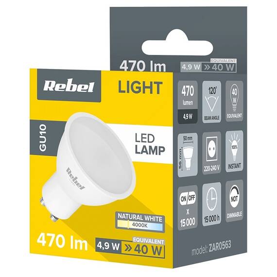 BEC LED GU10 5W 230V 4000K REBEL - 3- Roveli