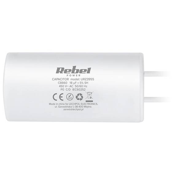 CONDENSATOR MOTOR 18UF 450V REBEL - 3- Roveli