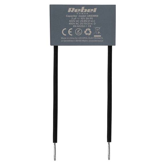 CONDENSATOR MOTOR MKSP-8 2UF 450V REBEL - 3- Roveli