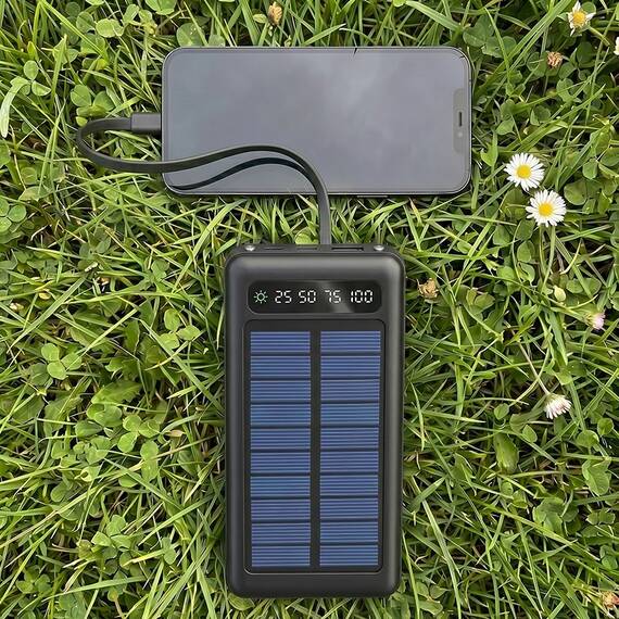 POWER BANK CU INCARCARE SOLARA 20000MAH - NEGRU - 6- Roveli