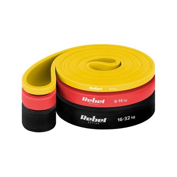 SET 3 BENZI ELASTICE LATEX POWER BAND 4-32KG REBELACTIV - - Roveli