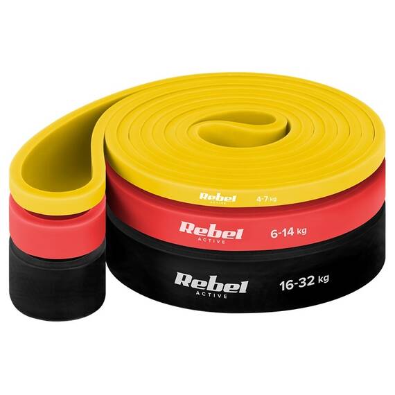 SET 3 BENZI ELASTICE LATEX POWER BAND 4-32KG REBELACTIV - 2- Roveli