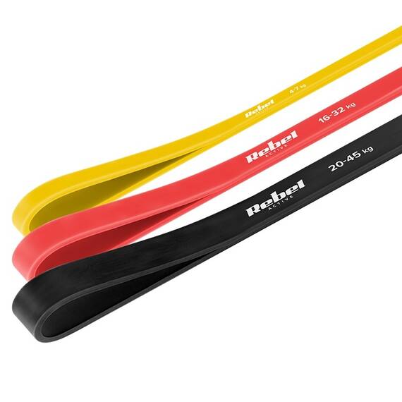 SET 3 BENZI ELASTICE LATEX POWER BAND 4-32KG REBELACTIV - 3- Roveli