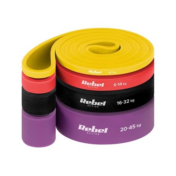 SET 4 BENZI ELASTICE LATEX POWER BAND 4-32KG REBELACTIV - - Roveli