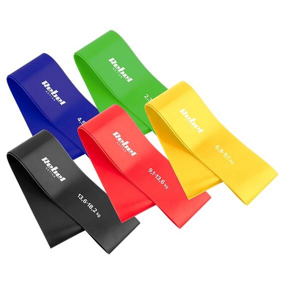 SET 5 BENZI ELASTICE MINI BAND 2-18KG REBEL ACTIVE - 2- Roveli