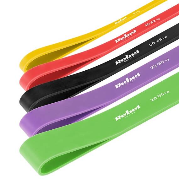 SET 5 BENZI ELASTICE TPE POWER BAND 4-55KG REBEL ACTIVE - 4- Roveli