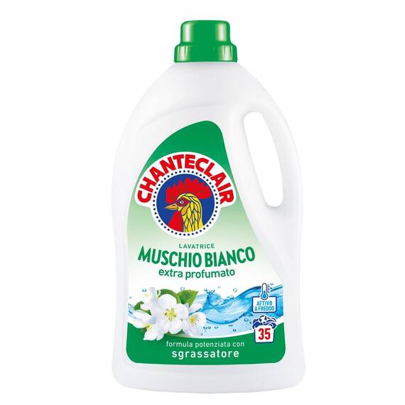 Detergent de rufe lichid Chanteclair Muschio Bianco, mosc alb, 1.575 l, 35 spalari, extra parfumat, activ la rece, pentru masina de spalat automata - - Roveli