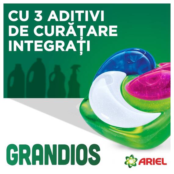 Detergent de rufe capsule Ariel Grandios Allin1 PODS Color, 40 spalari, 40 bucati, rufe colorate, putere dubla de curatare, 3 aditivi integrati pentru indepartare pete, mirosuri neplacute si stralucirea hainelor, dizolvare rapida in apa rece - 2- Roveli