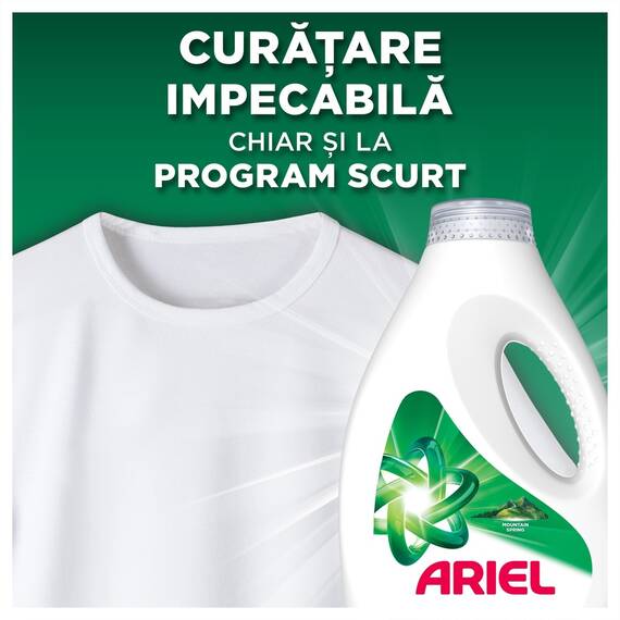 Detergent de rufe lichid Ariel Mountain Spring, 4.5 l, 100 spalari, automat, universal, indeparteaza petele dificile si mirosurile neplacute, formula mai concentrata, eficient la temperaturi scazute, in cicluri scurte - 2- Roveli