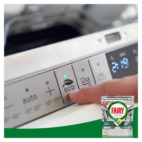 Detergent capsule pentru masina de spalat vase Fairy Platinum All in One Lemon, 21 bucati, 21 spalari, parfum de lamaie, indeparteaza grasimea incapatanata, curata filtrul, eficient si in cicluri scurte, dizolvare rapida - 4- Roveli