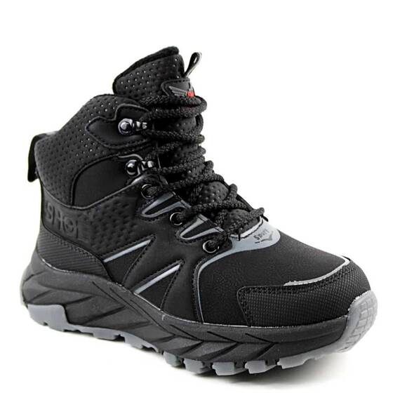 Ghete sport , imblanite , pentru copii , cu talpa groasa C40359-BLACK, Culoare (12): NEGRU/GRI, Marime (12): 35 - - Roveli