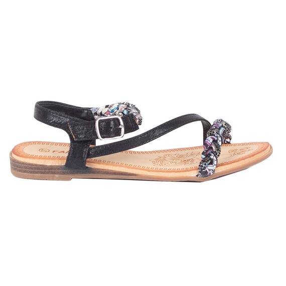Sandale de dama joase cu bareta FM729-BLACK, Culoare (12): Negru, Marime (12): 40 - 4- Roveli