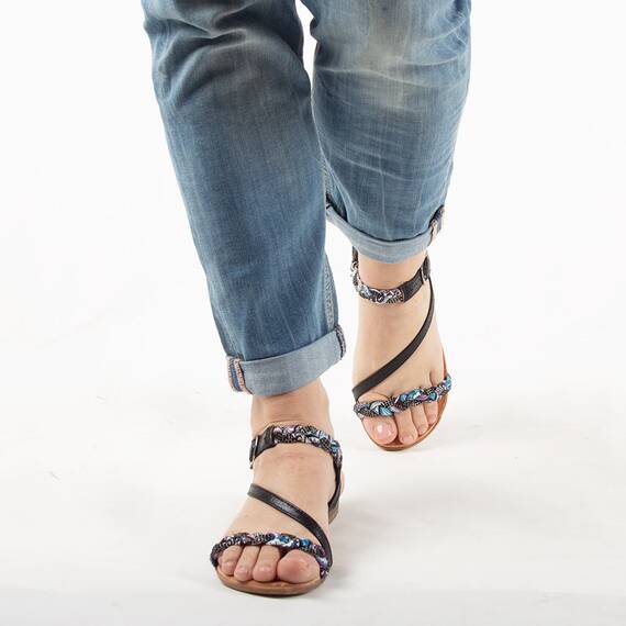 Sandale de dama joase cu bareta FM729-BLACK, Culoare (12): Negru, Marime (12): 40 - 2- Roveli