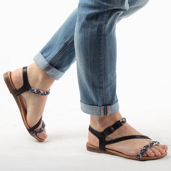 Sandale de dama joase cu bareta FM729-BLACK, Culoare (12): Negru, Marime (12): 40 - 3- Roveli