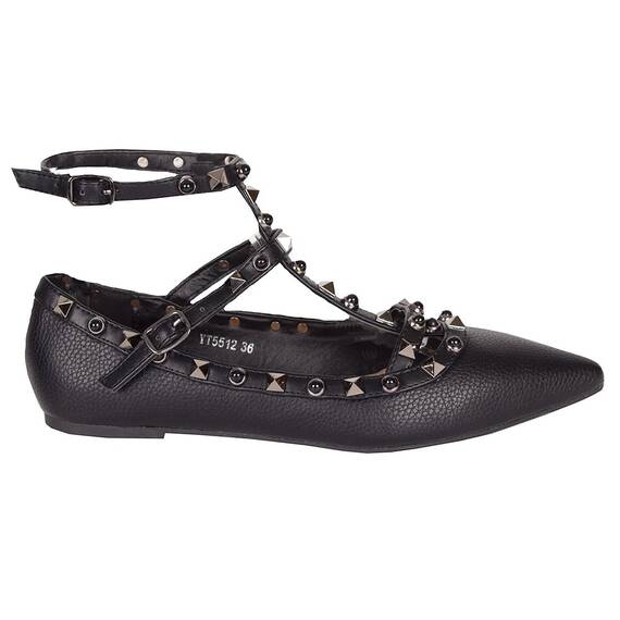 Balerini de dama cu barete YT5512-N, Culoare (12): Negru, Marime (12): 39 - 4- Roveli
