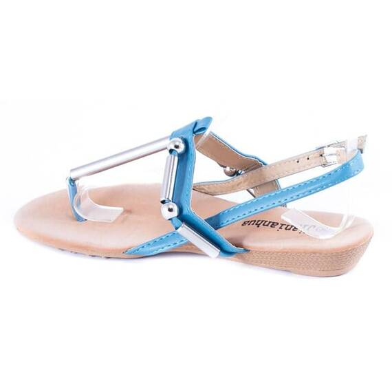 Sandale dama cu accesoriu argintiu 012113 - Albastru, Culoare (12): Albastru, Marime (12): 41 - 2- Roveli