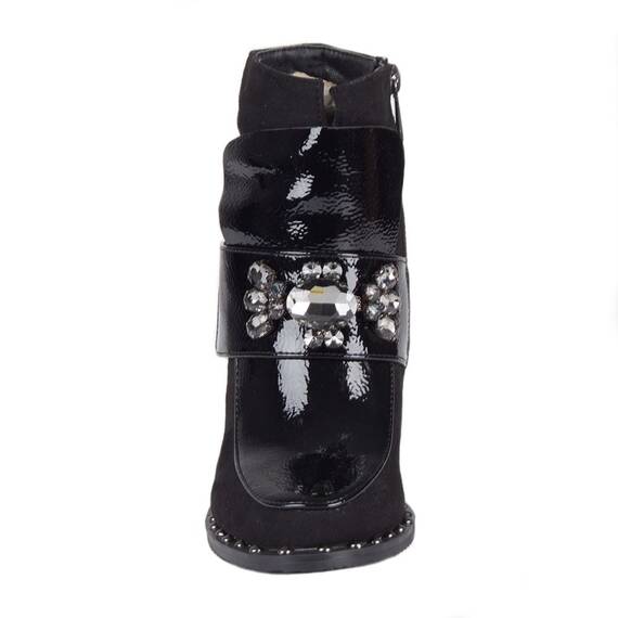 Botine de dama cu pietre aplicate SJ-024-NEGRU, Culoare (12): Negru, Marime (12): 40 - 3- Roveli