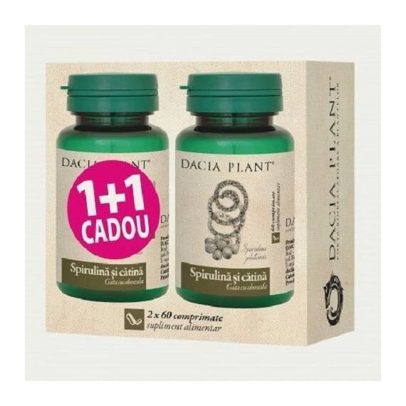 Spirulina si Catina Pachet 2 cutii cu 60 comprimate Dacia Plant - - Roveli