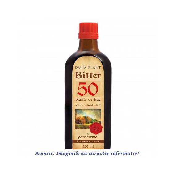 Bitter 50 Plante de Leac cu Ganoderma Tinctura 200 ml Dacia Plant - - Roveli