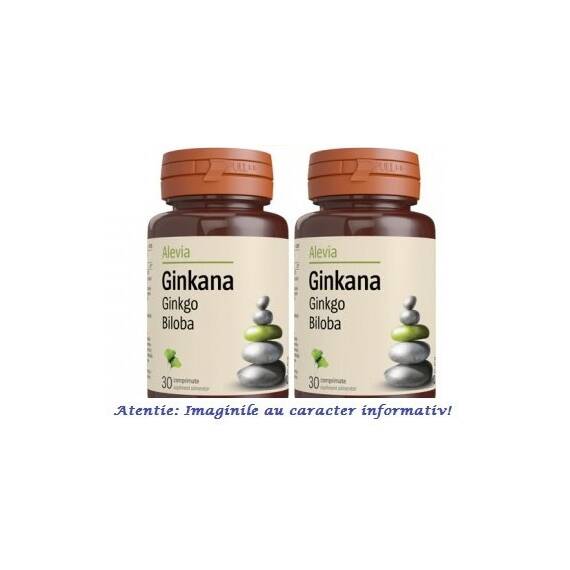 Ginkana Ginkgo Biloba 40 mg Pachet 2 cutii cu 30 comprimate Alevia - - Roveli