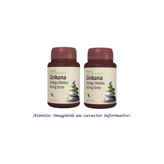 Ginkana Ginkgo Biloba 80 mg Forte Pachet 2 cutii cu 30 comprimate Alevia - - Roveli
