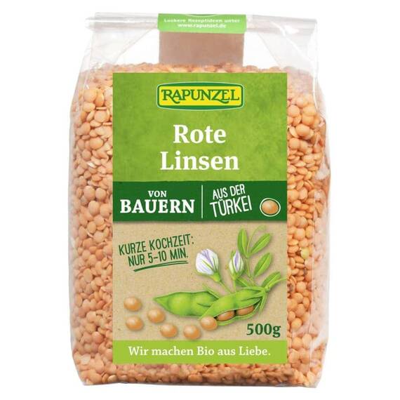 Linte rosie bio decojita 500g Rapunzel - - Roveli