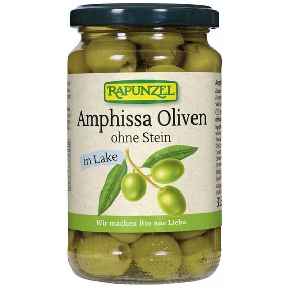 Masline Amphissa bio verzi fara samburi in saramura 315g Rapunzel - - Roveli