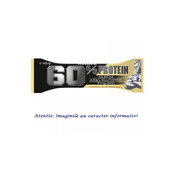 60% Protein Bar (Baton) cu Aroma de Vanilie - Caramel 45 g Weider - - Roveli
