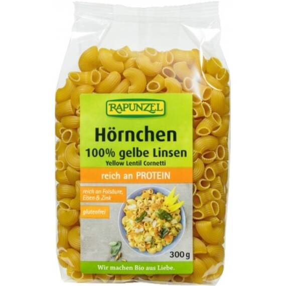 Macaroane din linte galbena FARA GLUTEN 300g Rapunzel - - Roveli