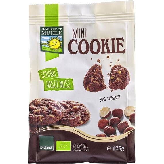 Mini biscuiti cu ciocolata si alune bio 125g Bohlsener Muehle - - Roveli