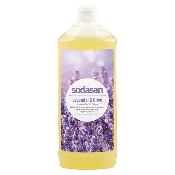 Sapun lichid cu lavanda si masline bio rezerva reumplere 1L Sodasan - - Roveli