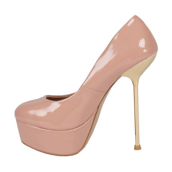 Pantofi dama cu toc subtire si platforma nude JH838-D-N, Culoare (12): Nude, Marime (12): 36 - 2- Roveli