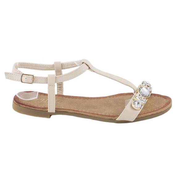 Sandale de dama cu pietre WS-20183-BEJ, Culoare (12): Bej, Marime (12): 39 - - Roveli