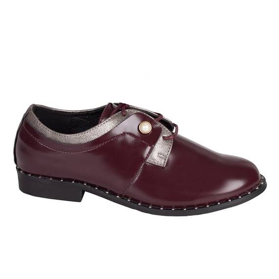 Pantofi de dama cu siret si talpa joasa  A7161-B, Culoare (12): Visiniu, Marime (12): 38 - - Roveli