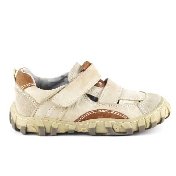 ​Pantofi de copii din piele naturala si talpa cusuta N87152-3-BEIGE, Marime (12): 24 - - Roveli