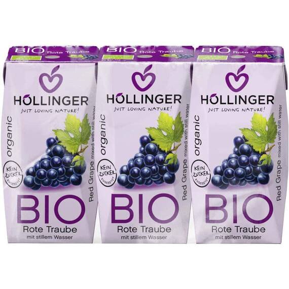 Suc de struguri rosii ecologici FARA ZAHAR  600ml Hollinger - - Roveli