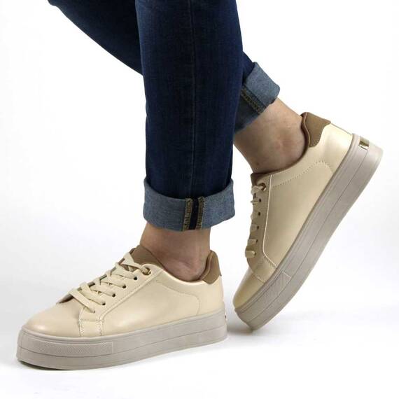 Pantofi casual de dama cu talpa groasa WH2113-BEIGE, Marime (12): 40 - - Roveli