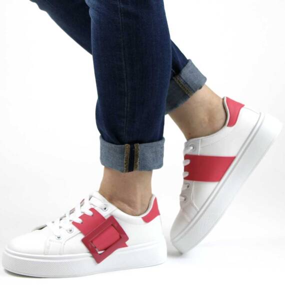 Pantofi sport casual de dama accesorizati cu catarama detasabila LA813-FUXIA, Marime (12): 36 - - Roveli