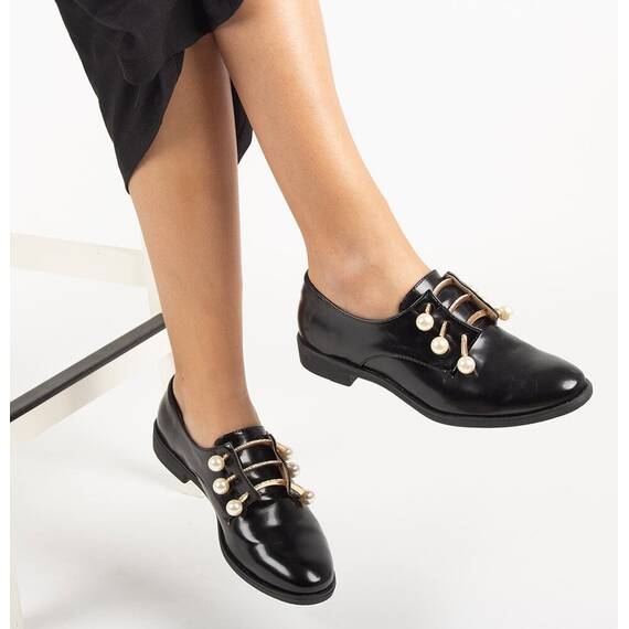 Pantofi dama negri cu accesorii din perle si strasuri 2328A-BLACK, Culoare (12): Negru, Marime (12): 38 - 2- Roveli