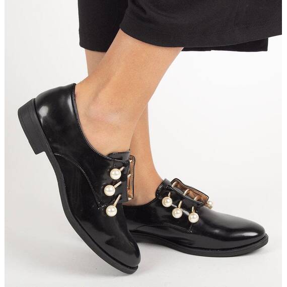 Pantofi dama negri cu accesorii din perle si strasuri 2328A-BLACK, Culoare (12): Negru, Marime (12): 38 - 4- Roveli