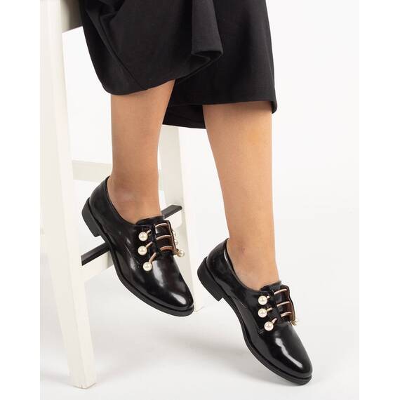 Pantofi dama negri cu accesorii din perle si strasuri 2328A-BLACK, Culoare (12): Negru, Marime (12): 40 - 3- Roveli